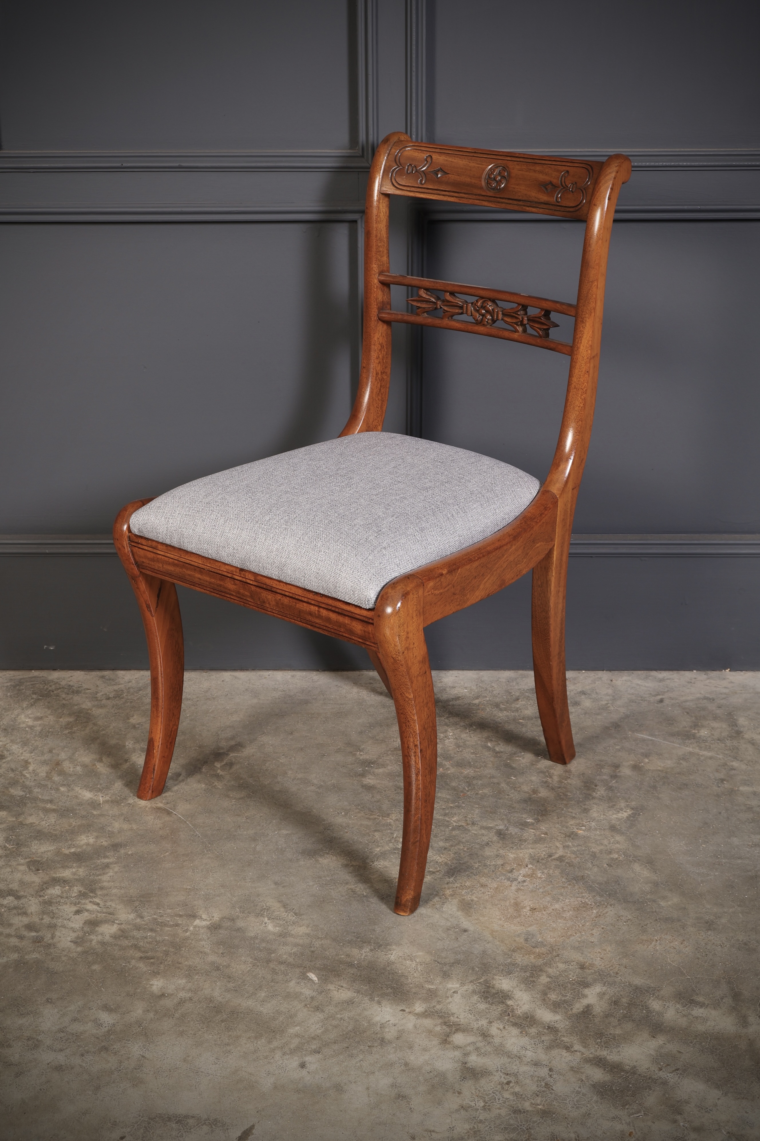 Set of 14 Regency Mahogany Bar Back Dining Chairs - Image 12